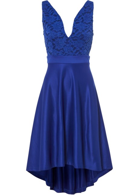 Kleid mit Spitze in blau von vorne - BODYFLIRT boutique