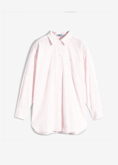 Gestreifte Hemd-Bluse in rosa von vorne - bpc bonprix collection