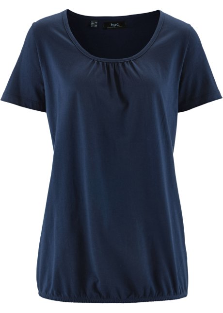 Baumwoll - Shirt, Kurzarm in blau von vorne - bpc bonprix collection