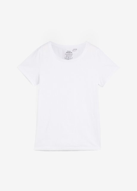 Essential T-Shirt mit Rundhalsausschnitt, seamless in weiß von vorne - bonprix PREMIUM