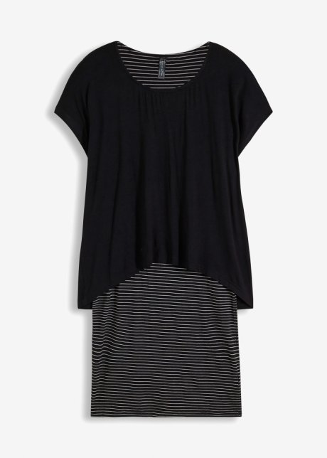 Jerseykleid mit Streifenrock in schwarz von vorne - RAINBOW