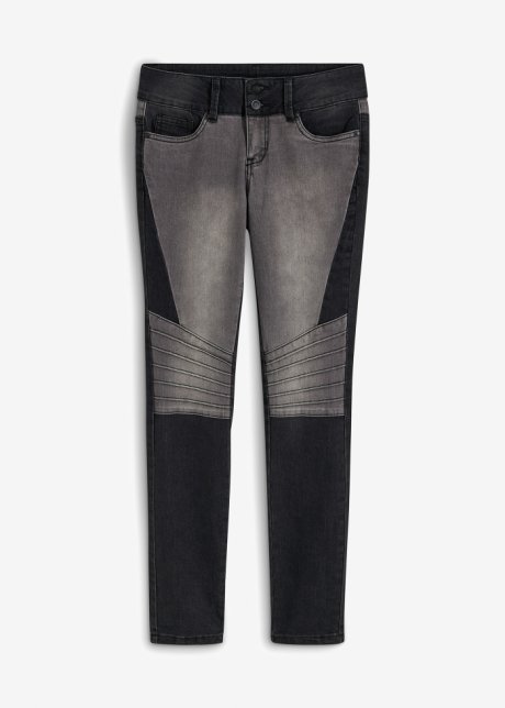 Zweifarbige Skinny Jeans mit Teilungsnähten in schwarz von vorne - RAINBOW