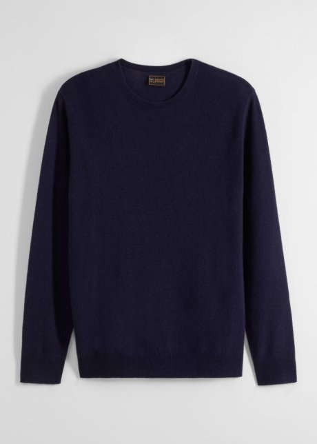 Wollpullover mit Good Cashmere Standard®-Anteil, Rundhals  in blau von vorne - bpc selection premium
