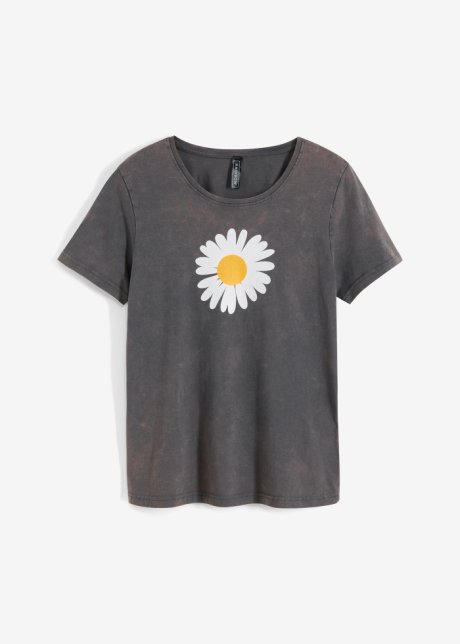 Acid-wash Shirt bedruckt in grau von vorne - RAINBOW