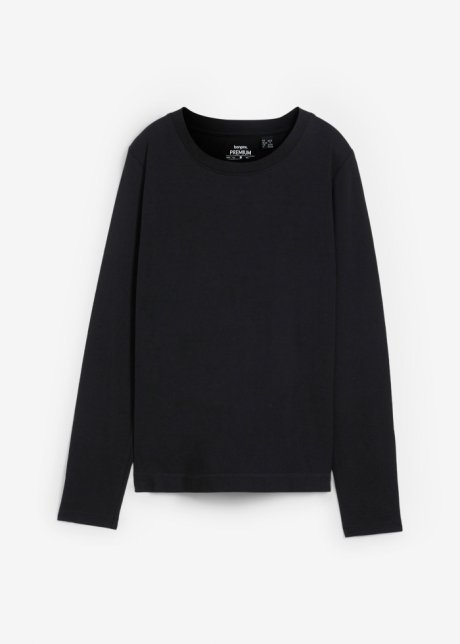 Essential Langarmshirt in Slim-Fit, seamless in schwarz von vorne - bonprix PREMIUM