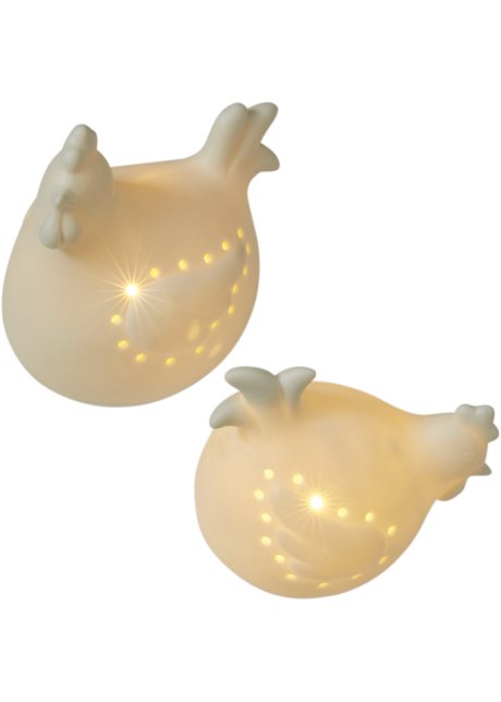 LED-Deko-Figur Hühner (2-tlg.Set) in weiß - bpc living bonprix collection