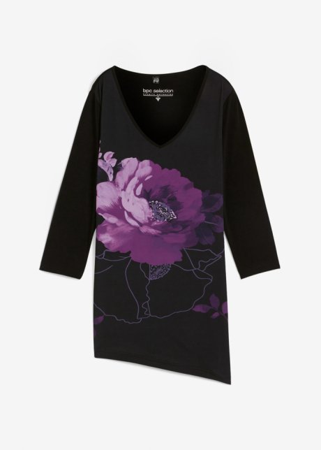 Longshirt mit floralem Muster in lila von vorne - bpc selection