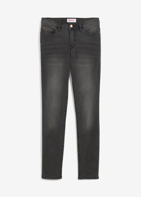 Slim Fit Jeans High Waist, Shaping in schwarz von vorne - John Baner JEANSWEAR