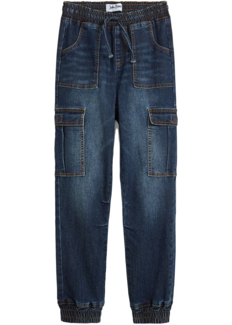 Mädchen Cargo-Jeans in blau von vorne - John Baner JEANSWEAR