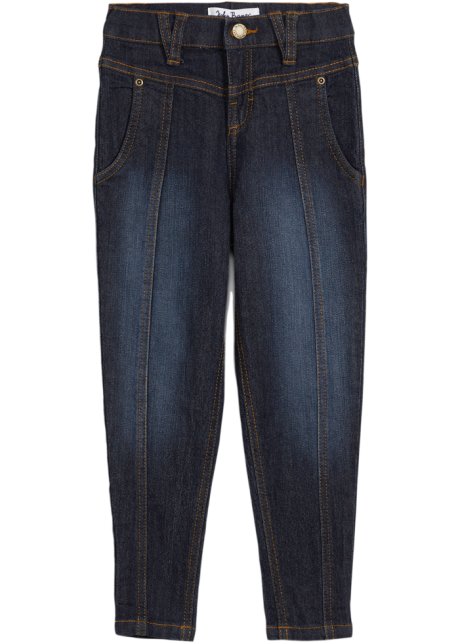 Mädchen Stretch-Jeans, Tapered mit Bio-Baumwolle in blau von vorne - John Baner JEANSWEAR