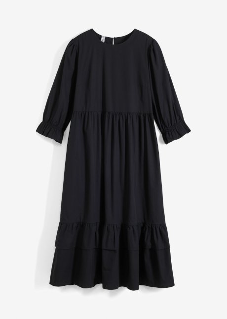 Kleid aus Popeline in schwarz von vorne - RAINBOW