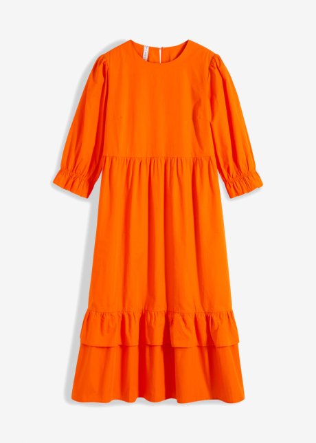 Kleid aus Popeline in orange von vorne - RAINBOW