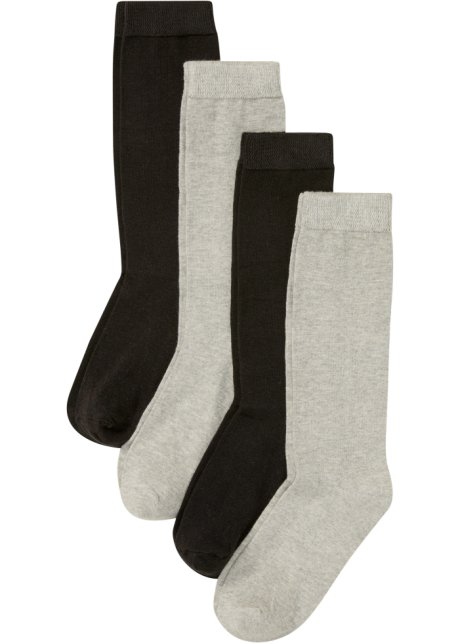 Wadenlange Socken mit druckfreiem Bündchen mit Bio-Baumwolle (4er Pack) in schwarz von vorne - bpc bonprix collection