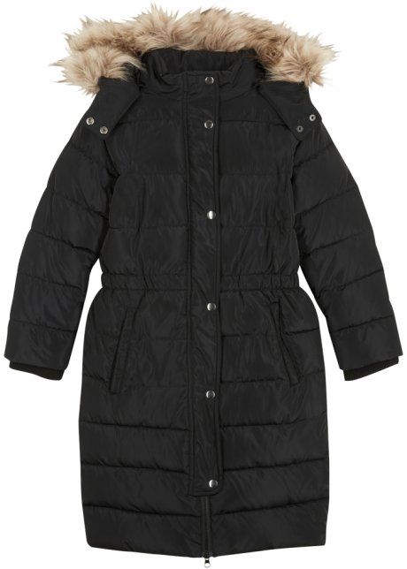 Wattierter Mädchen Mantel  in schwarz von vorne - bpc bonprix collection