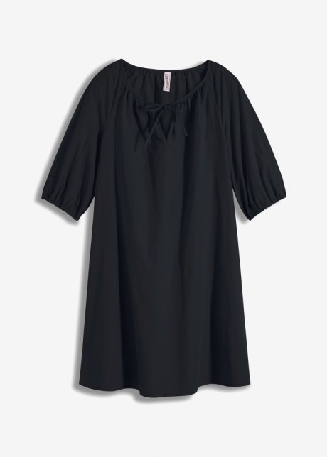 Kleid mit Schnürung, halbarm in schwarz von vorne - RAINBOW