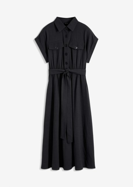 Cargo-Kleid in schwarz von vorne - BODYFLIRT