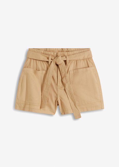 Shorts mit Mequembund in beige von vorne - BODYFLIRT