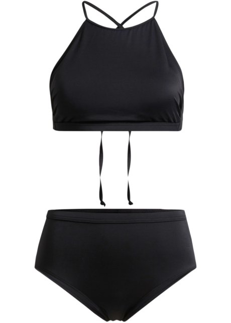 Bustier Bikini (2-tlg.Set) aus recyceltem Polaymid in schwarz von vorne - RAINBOW