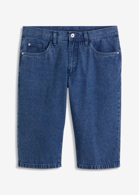 Long-Jeans-Bermuda aus Bio Baumwolle in blau von vorne - RAINBOW