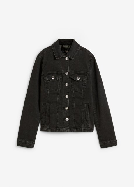 Jeansjacke in schwarz von vorne - bpc selection