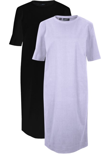 T-Shirtkleid, oversize (2er Pack) in lila von vorne - bpc bonprix collection