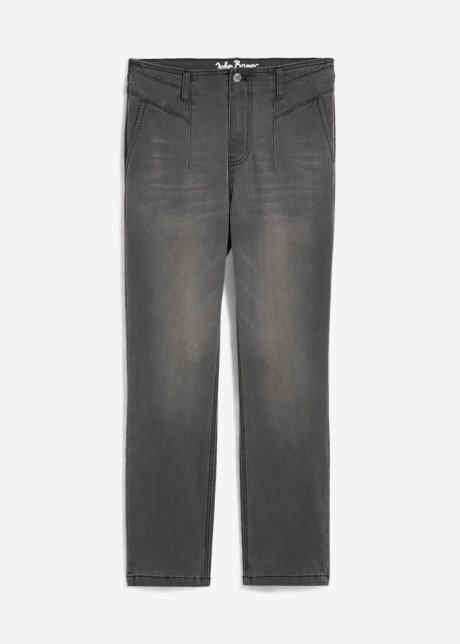 Straight Jeans Mid Waist, cropped in grau von vorne - John Baner JEANSWEAR