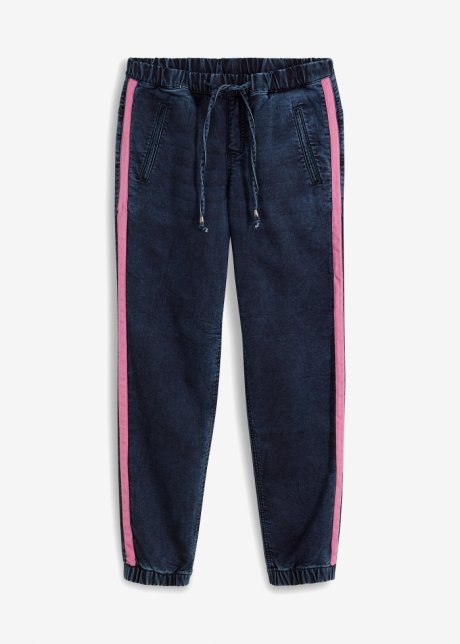 Lässige Jeans mit Kontraststreifen in blau von vorne - RAINBOW