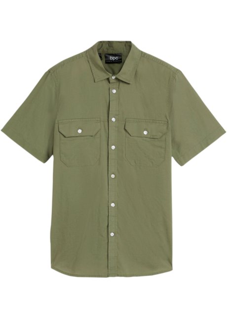 Jungen leichtes Kurzarmhemd in grün von vorne - bpc bonprix collection