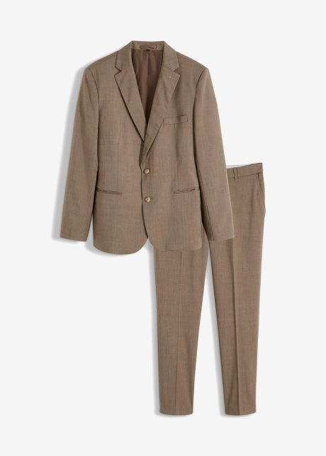 Anzug Slim Fit (2-tlg.Set): Sakko und Hose in beige von vorne - bpc selection