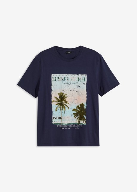 T-Shirt mit Fotodruck aus Bio Baumwolle in blau von vorne - bpc bonprix collection