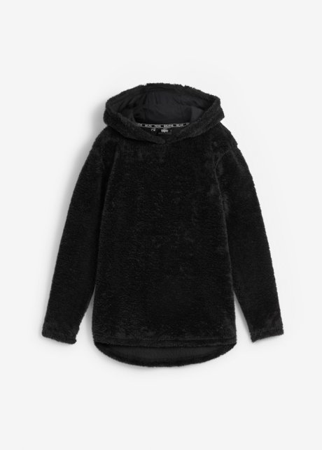 Kuschel-Fleece Longpullover, Oversized in schwarz von vorne - bpc bonprix collection
