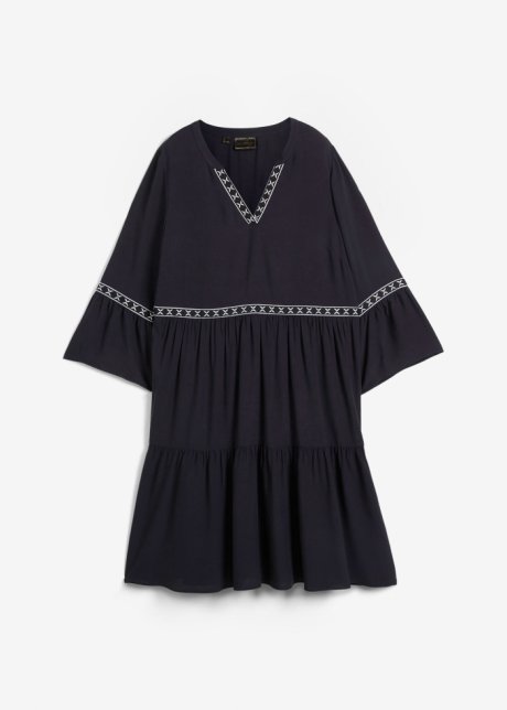 Kleid mit Kontrastborte in schwarz von vorne - bpc selection
