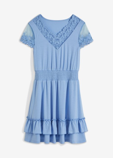 Kleid mit Spitze  in blau von vorne - BODYFLIRT boutique