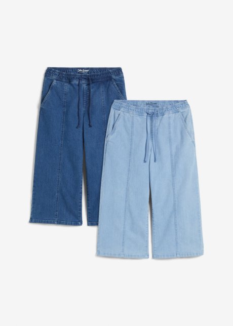 Stretch-Capri-Jeans (2er Pack), Straight in blau von vorne - John Baner JEANSWEAR