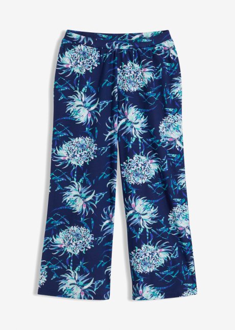 Culotte Pyjamahose mit Eingriffstaschen und Viskose in blau von vorne - bpc bonprix collection