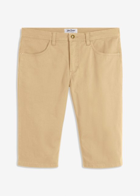 Long-Jeans-Bermuda, Regular Fit in beige von vorne - John Baner JEANSWEAR