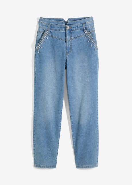 Mom-Jeans  in blau von vorne - BODYFLIRT