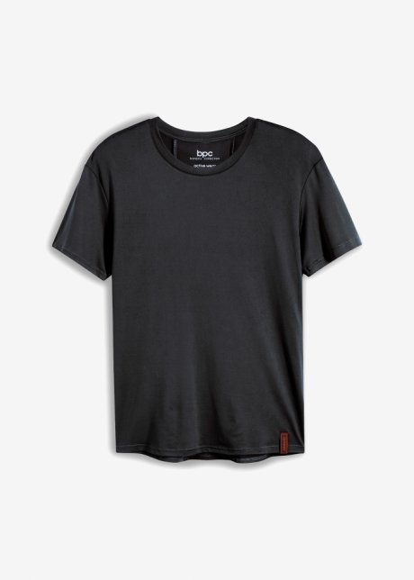 Funktions-T-Shirt mit Mesh-Einsatz in schwarz von vorne - bpc bonprix collection