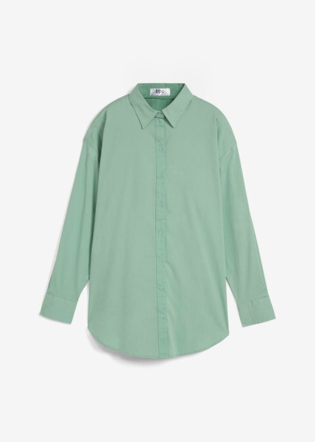 Lockere Bluse mit Knopfleiste in grün von vorne - bpc bonprix collection