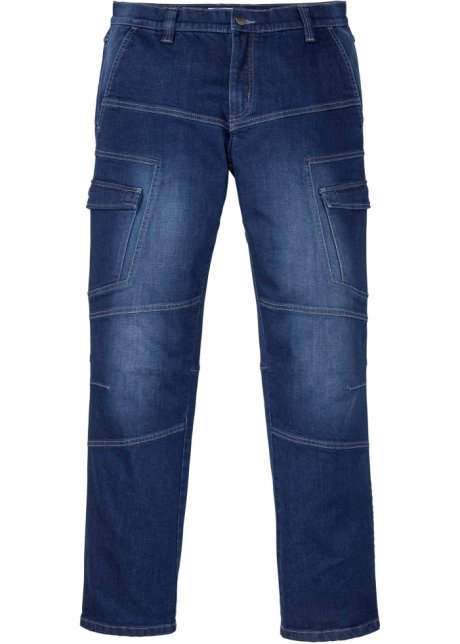 Regular Fit Cargo-Stretch-Jeans, Straight in blau von vorne - John Baner JEANSWEAR