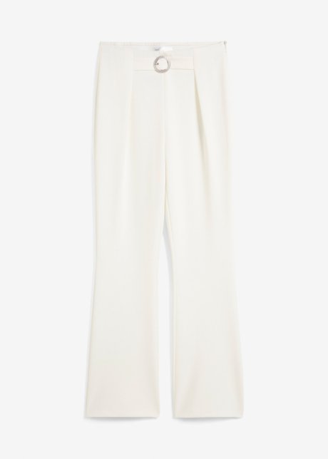 Bootcut- Hose mit dekorativer Schließe in weiß von vorne - bpc selection