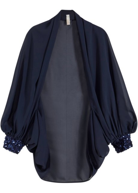 Blusen-Jacke mit Pailletten in blau von vorne - BODYFLIRT boutique