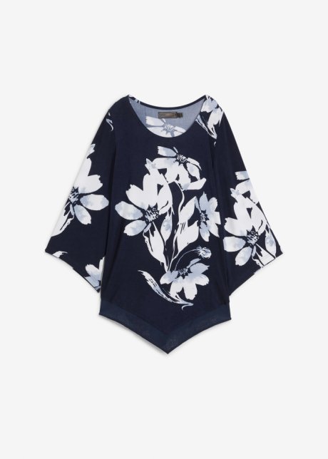 Shirt-Tunika mit floralem Muster  in blau von vorne - bpc selection