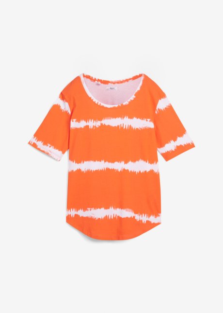 Shirt mit Batik-Druck aus Bio-Baumwolle, 1/2- Arm in orange von vorne - bpc bonprix collection