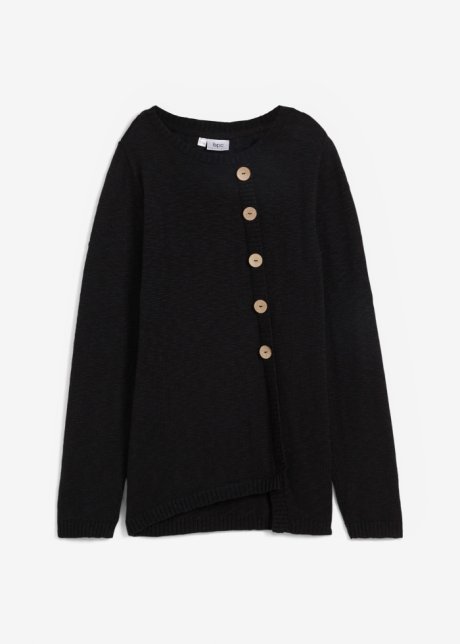 Pullover  mit asymmetrischen Saum in schwarz von vorne - bpc bonprix collection