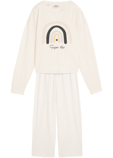 Mädchen Pyjama  (2-tlg. Set) in beige von vorne - bpc bonprix collection