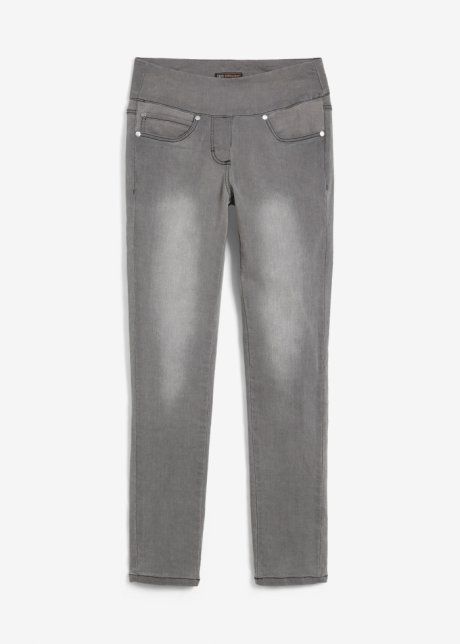 Slim Jeans Mid Waist, cropped in grau von vorne - bpc selection