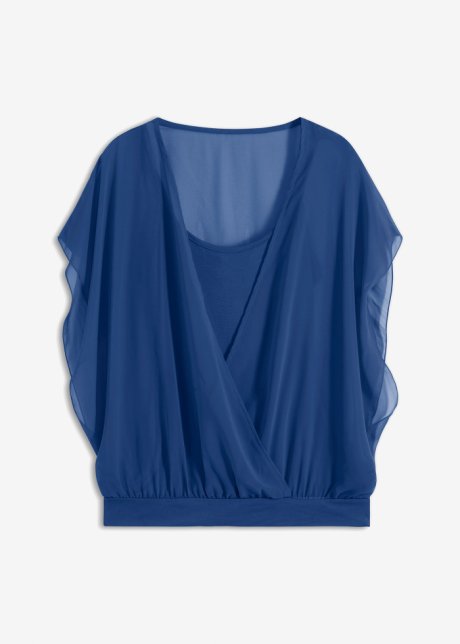 Shirtbluse in blau von vorne - BODYFLIRT