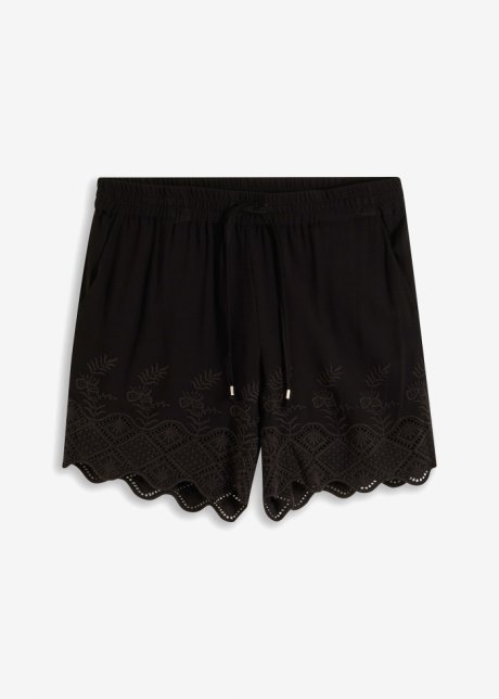 Shorts mit Spitze in schwarz von vorne - BODYFLIRT