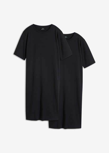 T-Shirtkleid, oversize (2er Pack) in schwarz von vorne - bpc bonprix collection